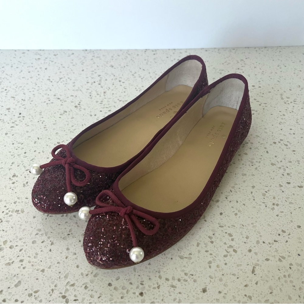 Kate Spade - Cherry red glitter ballet flats